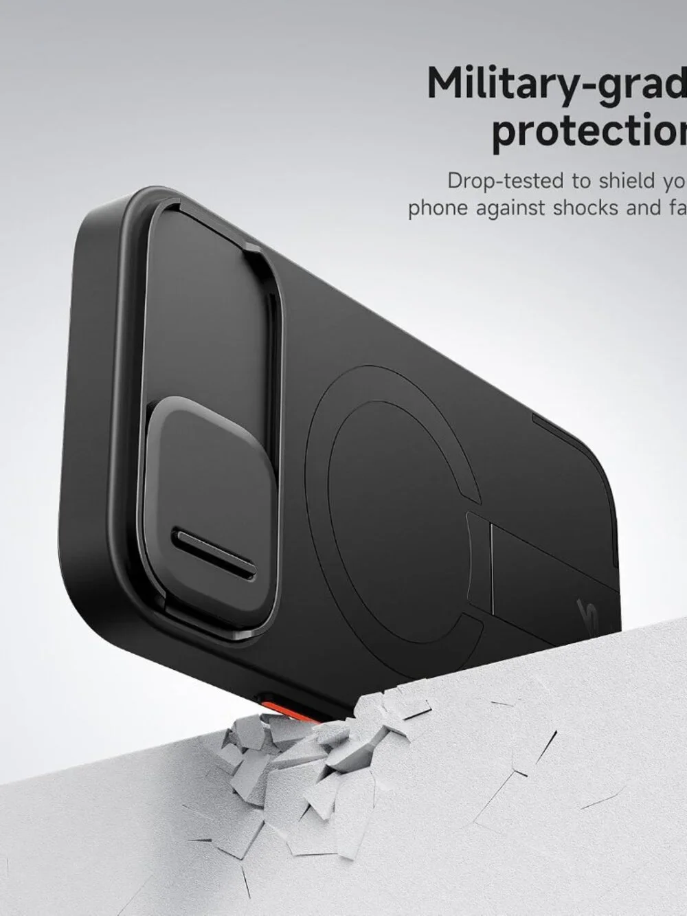 SURITCH iPhone 13/14 Case MagSafe Slide Camera Cover Kickstand Black